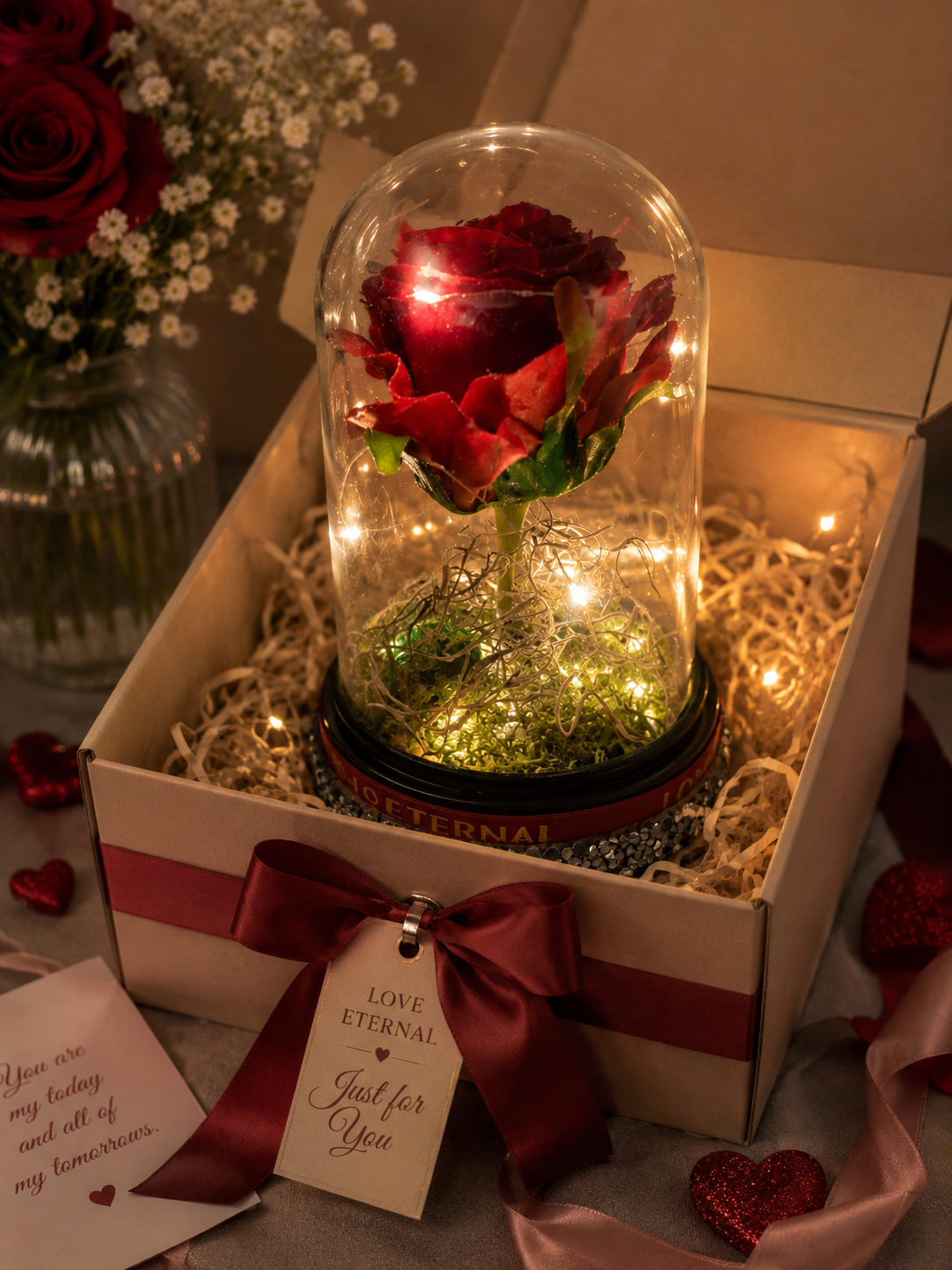 Enchanted Red Rose Dome — "Love Is Eternal"