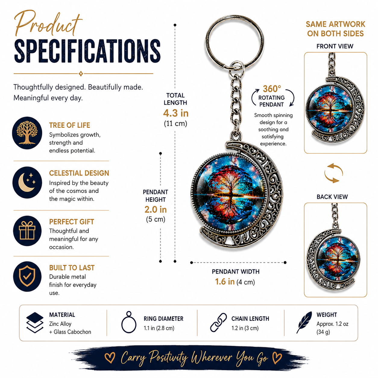 As Above, So Below Moon Keychain