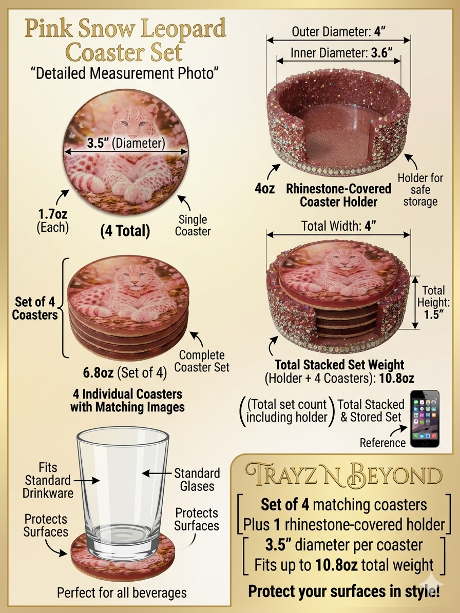 Pink Leopard Coaster Set