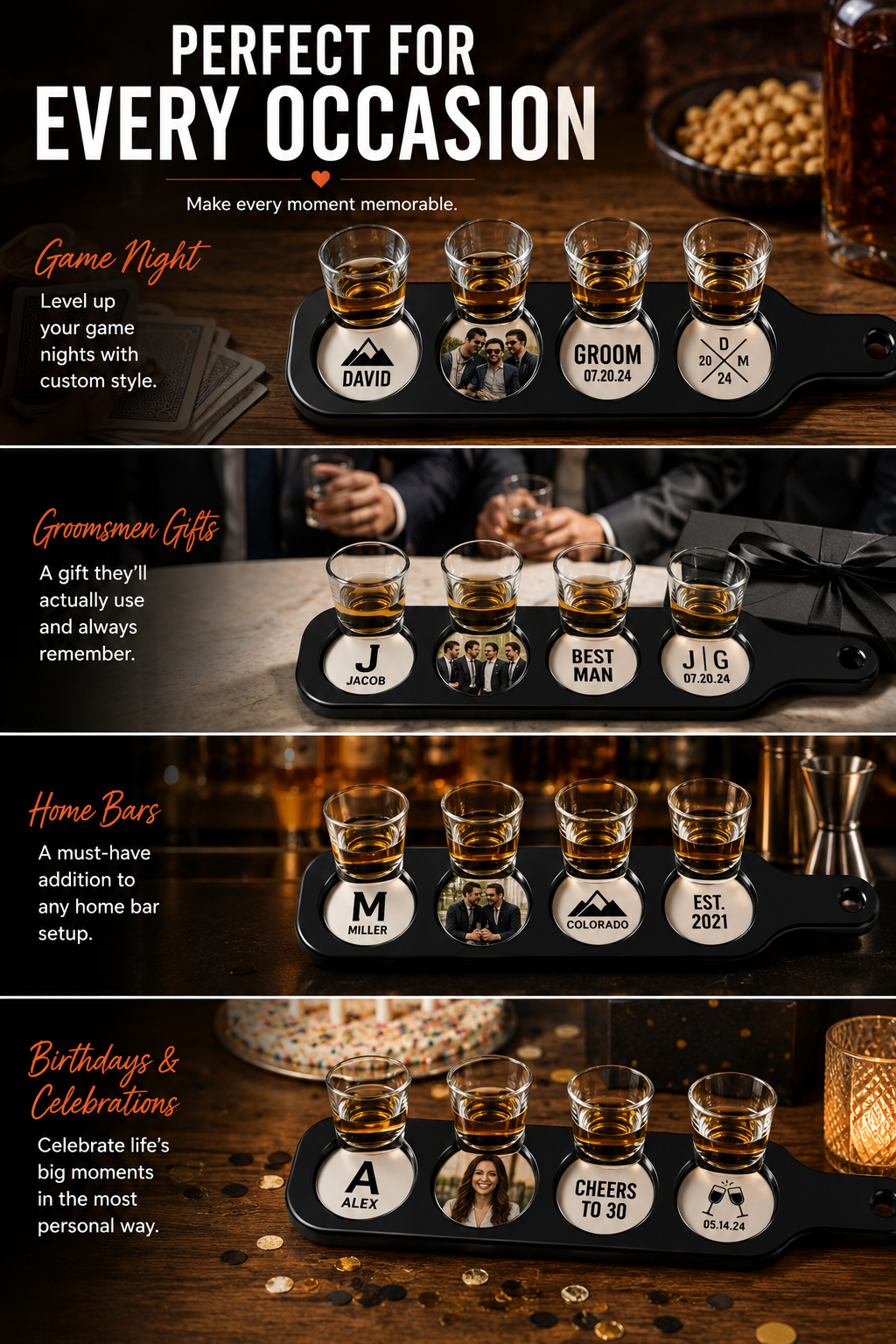 Custom Whiskey Flight Tray | Design Yours