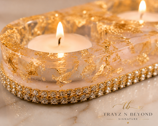 Gold Foil Dual Tea Light Candle Holder