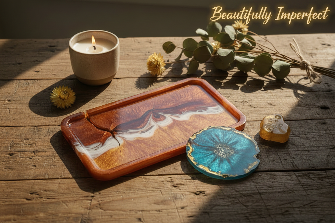 Perfectly Imperfect handcrafted epoxy resin pieces by Trayz n’ Beyond