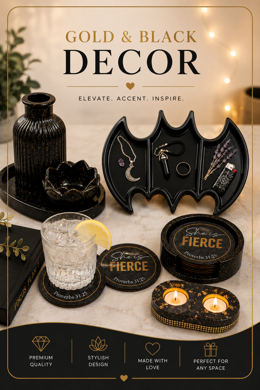 Gold & Black Decor