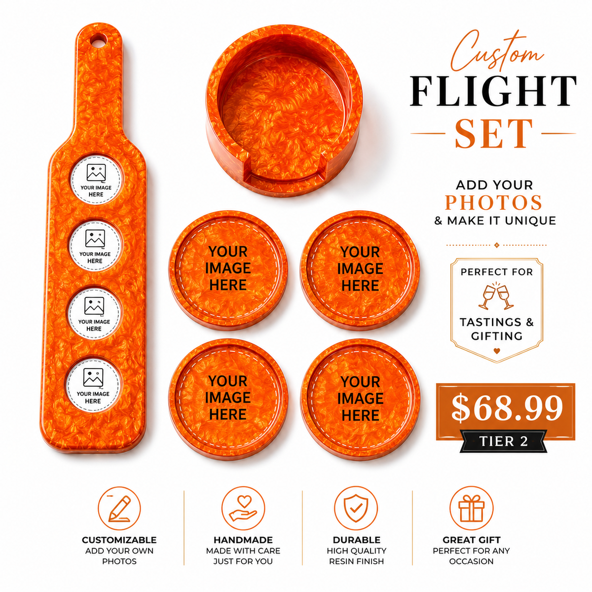 Personalized Epoxy Resin Flight Tray Set