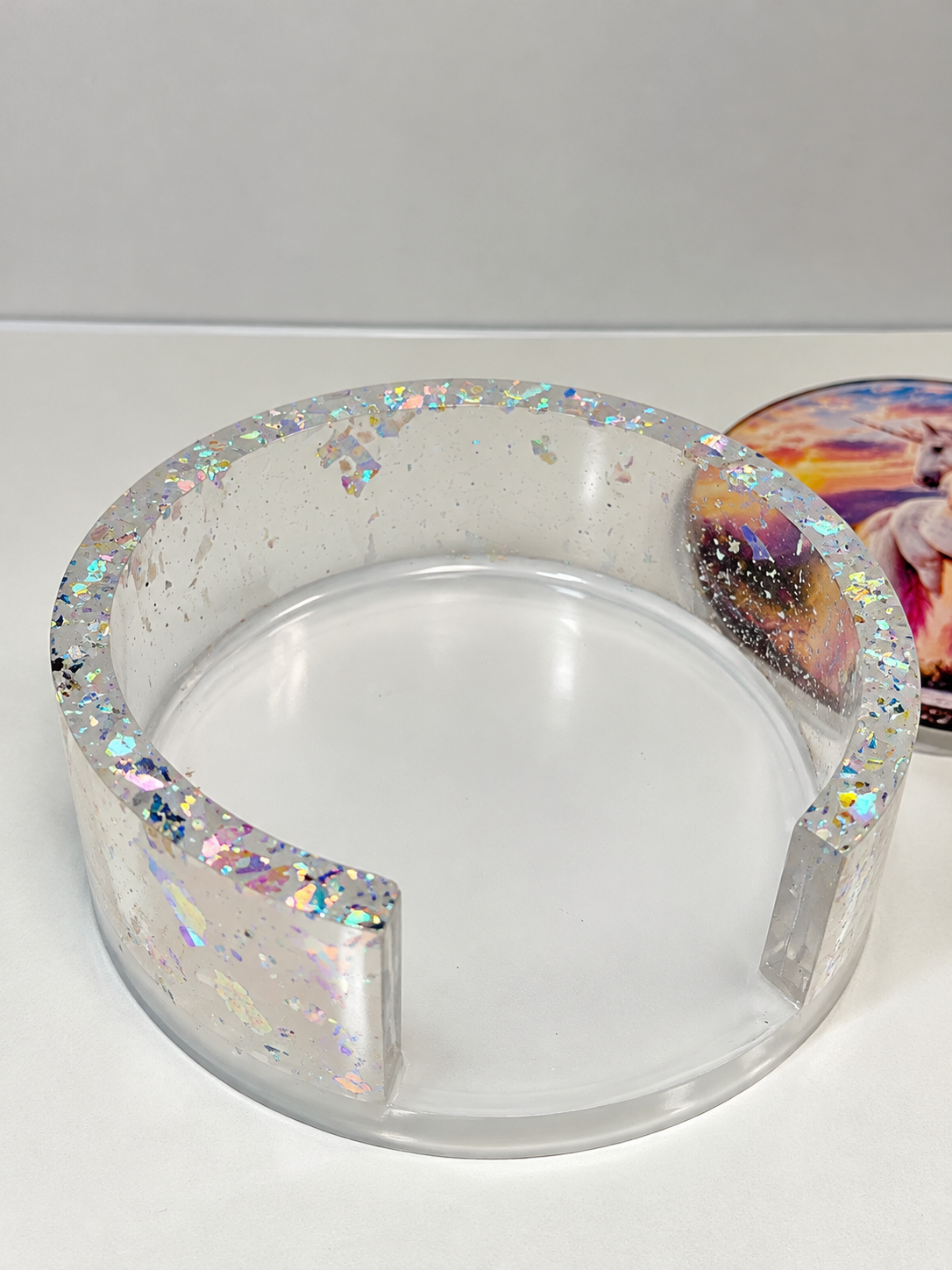 Unicorn Dreams Resin Coaster Set with Holder