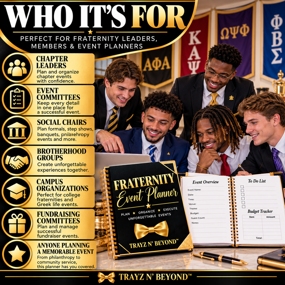 Fraternity Event Planner | 9-Page Printable PDF + Bonus Add-Ons