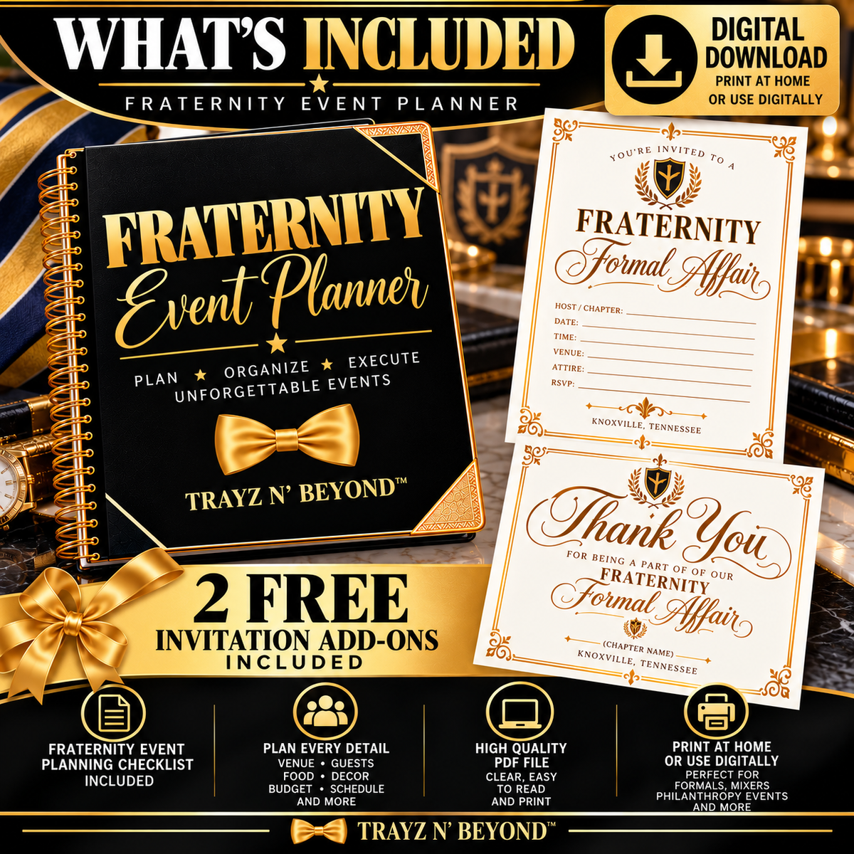Fraternity Event Planner | 9-Page Printable PDF + Bonus Add-Ons