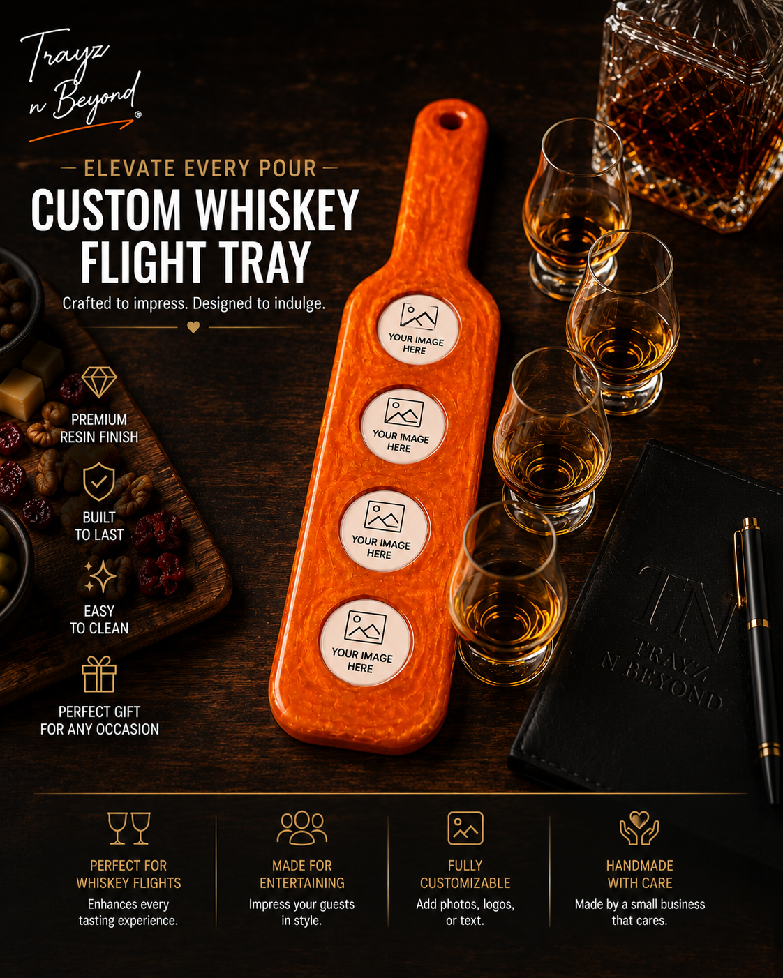 Custom Whiskey Flight Tray | Design Yours