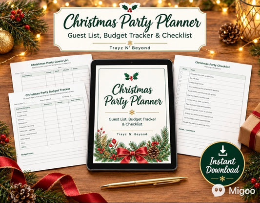 Christmas Party Planner & Editable Invitation Bundle