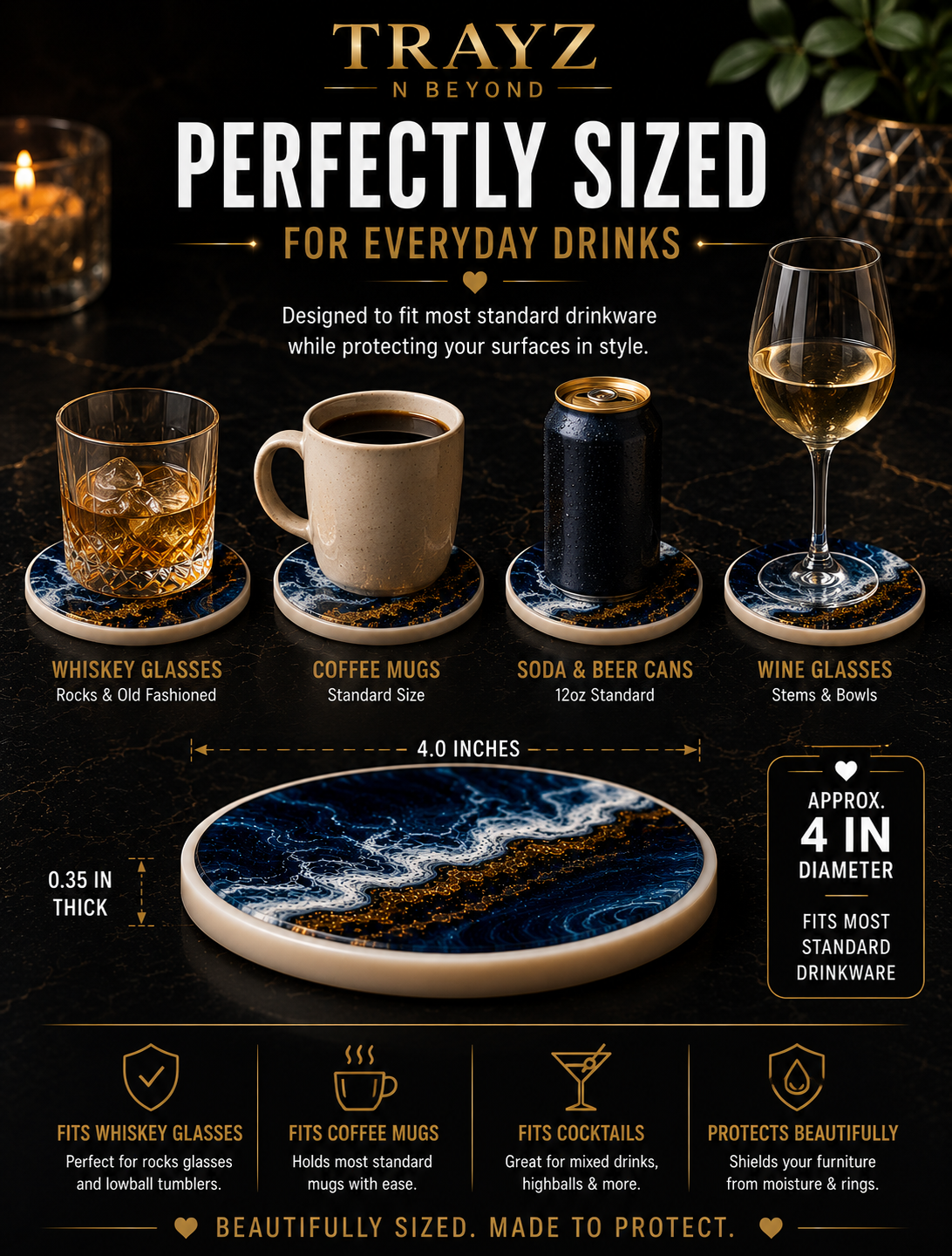 Custom Epoxy Resin Coaster Set | Your Colors