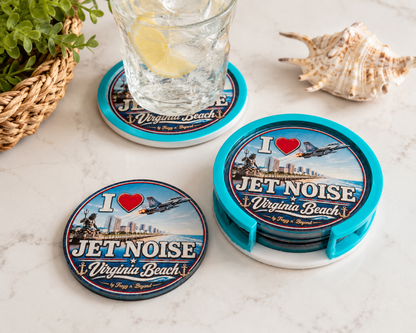 Virginia Beach Jet Noise Coaster Set with Holder