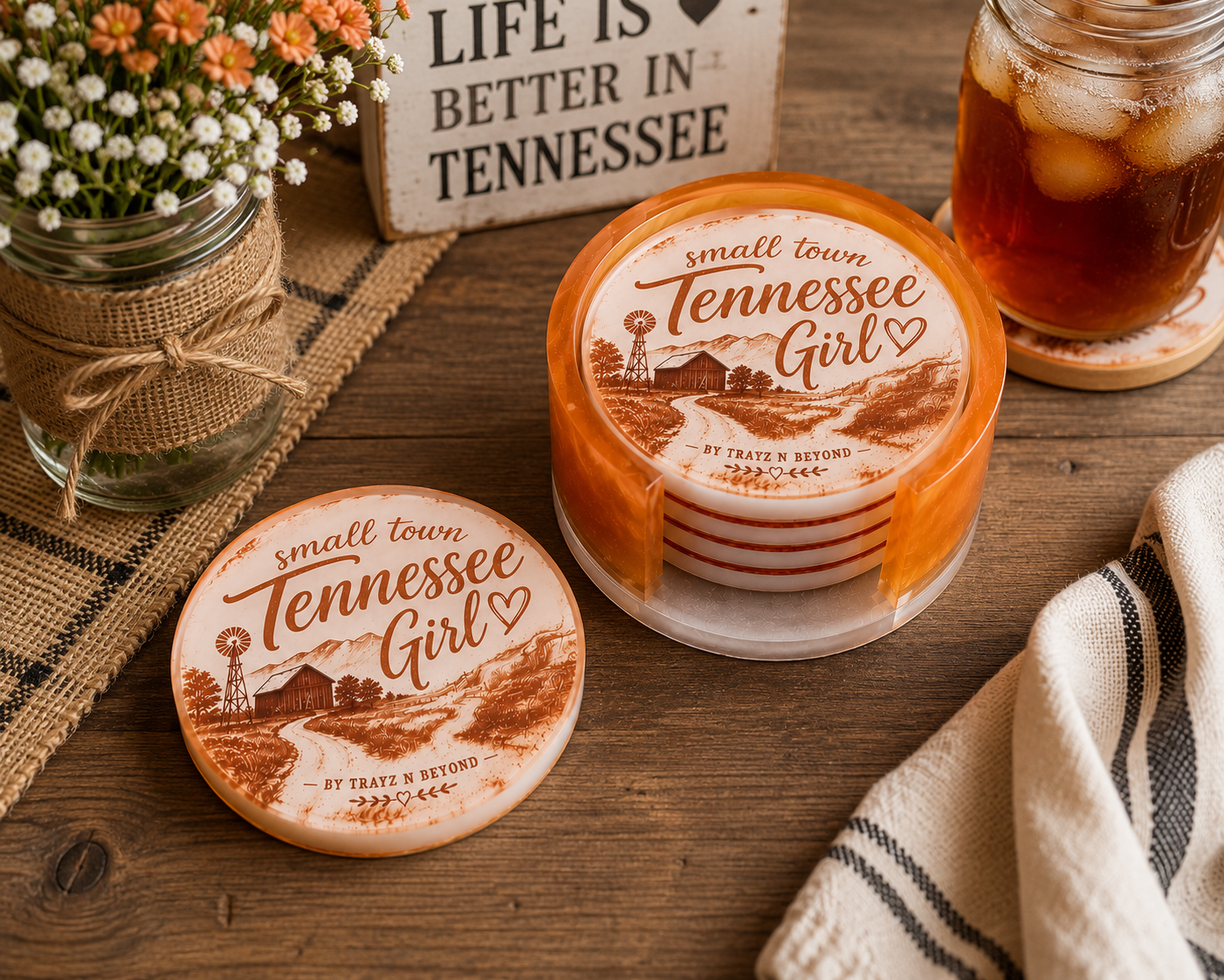Small Town Tennessee Girl Coaster Set