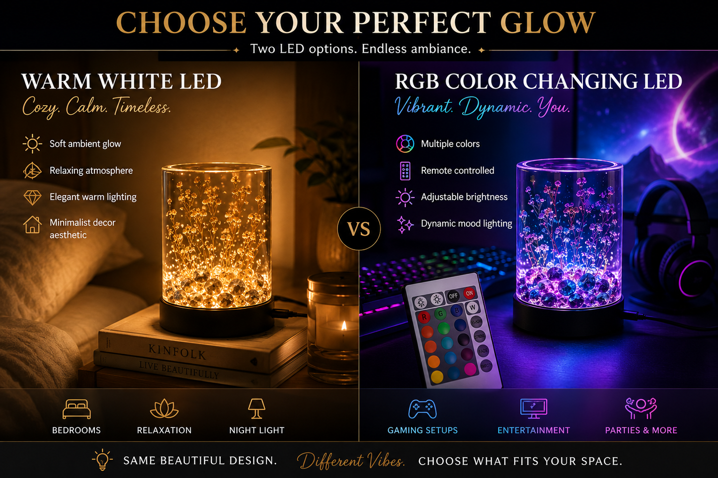 Handcrafted Resin Lamp | Ambient LED Glow, Your Colors