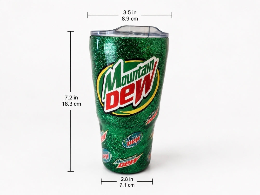 Mountain Dew Glitter Tumbler | 20oz Epoxy Tumbler