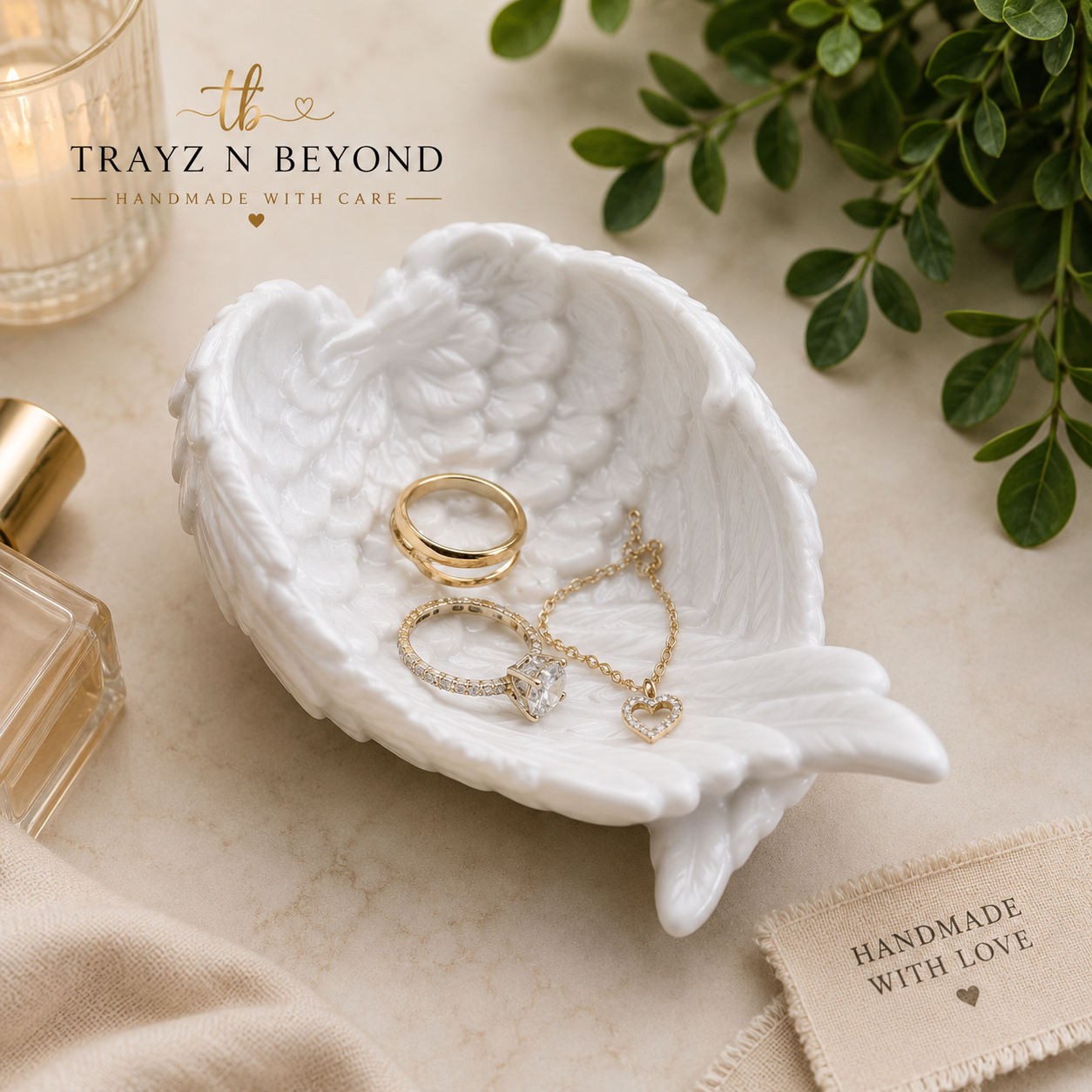 Angel Wings Trinket Dish | Handmade Resin Ring & Jewelry Holder
