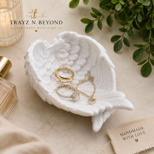 Angel Wings Trinket Dish | Handmade Resin Ring & Jewelry Holder