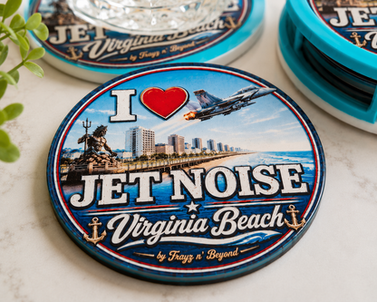 Virginia Beach Jet Noise Coaster Set with Holder