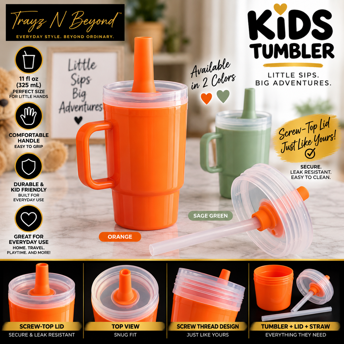 Kids Tumbler — Little Sips. Big Adventures.