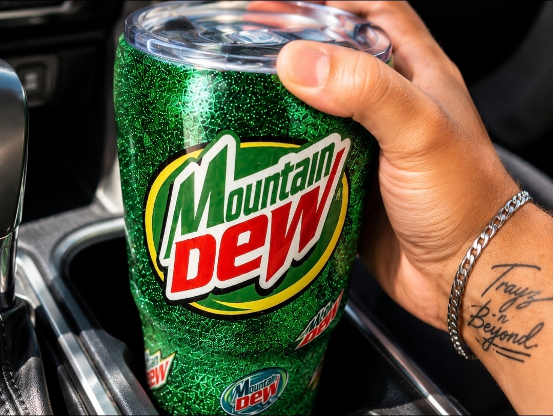 Mountain Dew Glitter Tumbler | 20oz Epoxy Tumbler
