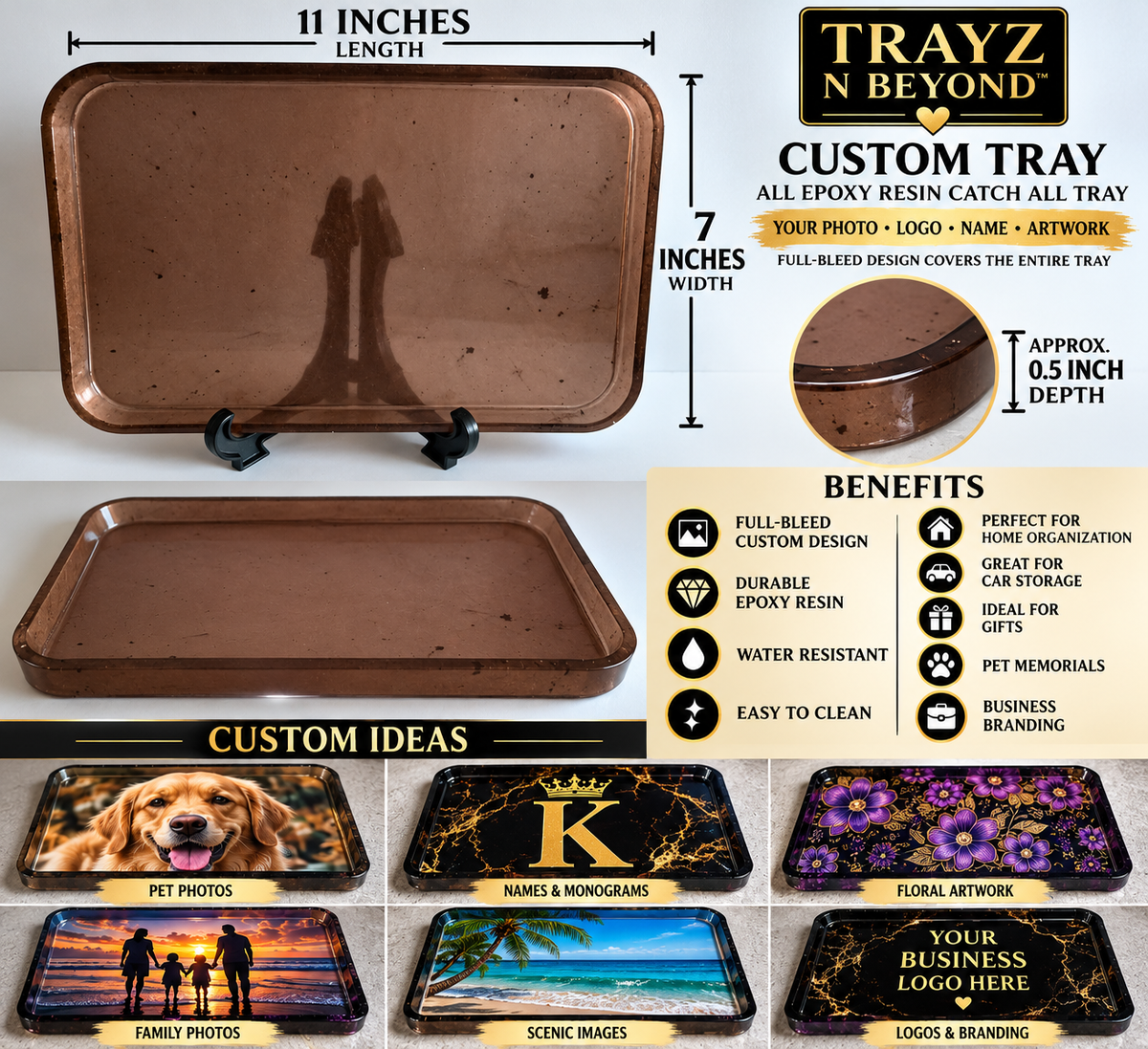 Personalized Epoxy Resin Catch-All Tray | Your Photo & Colors