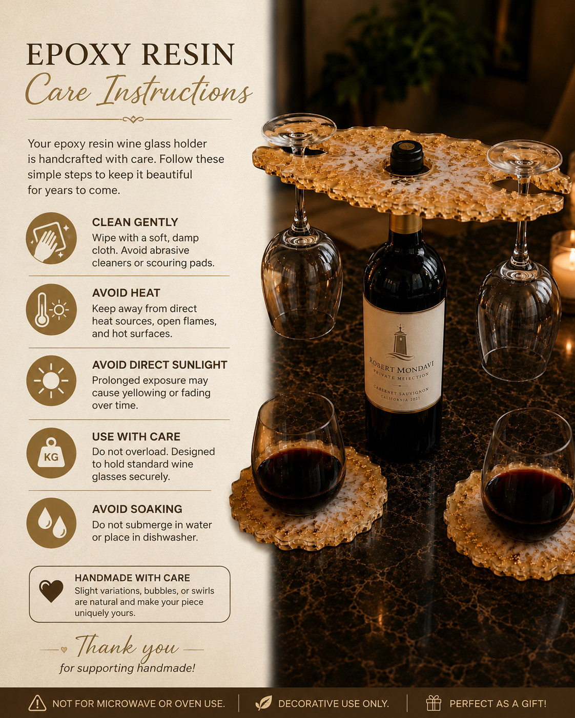 Wine Bottle Caddy & Coaster Set | Epoxy Resin