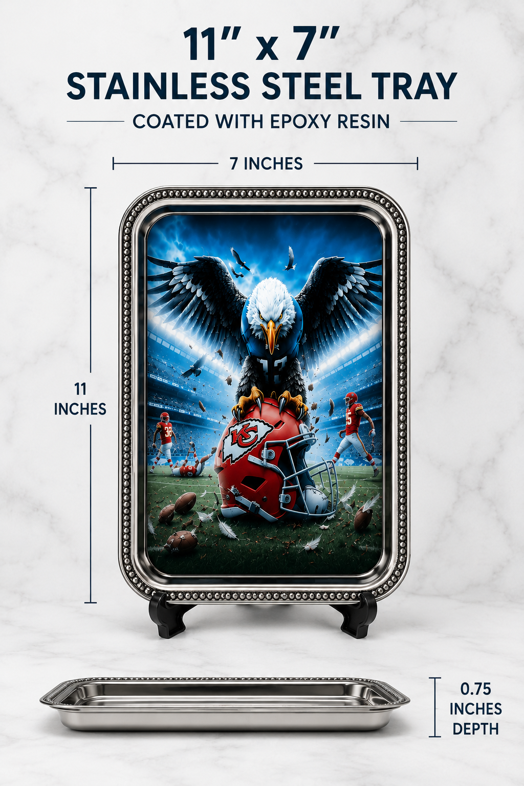 Kansas City Chiefs Stainless Steel Tray – Epoxy Resin Coated
