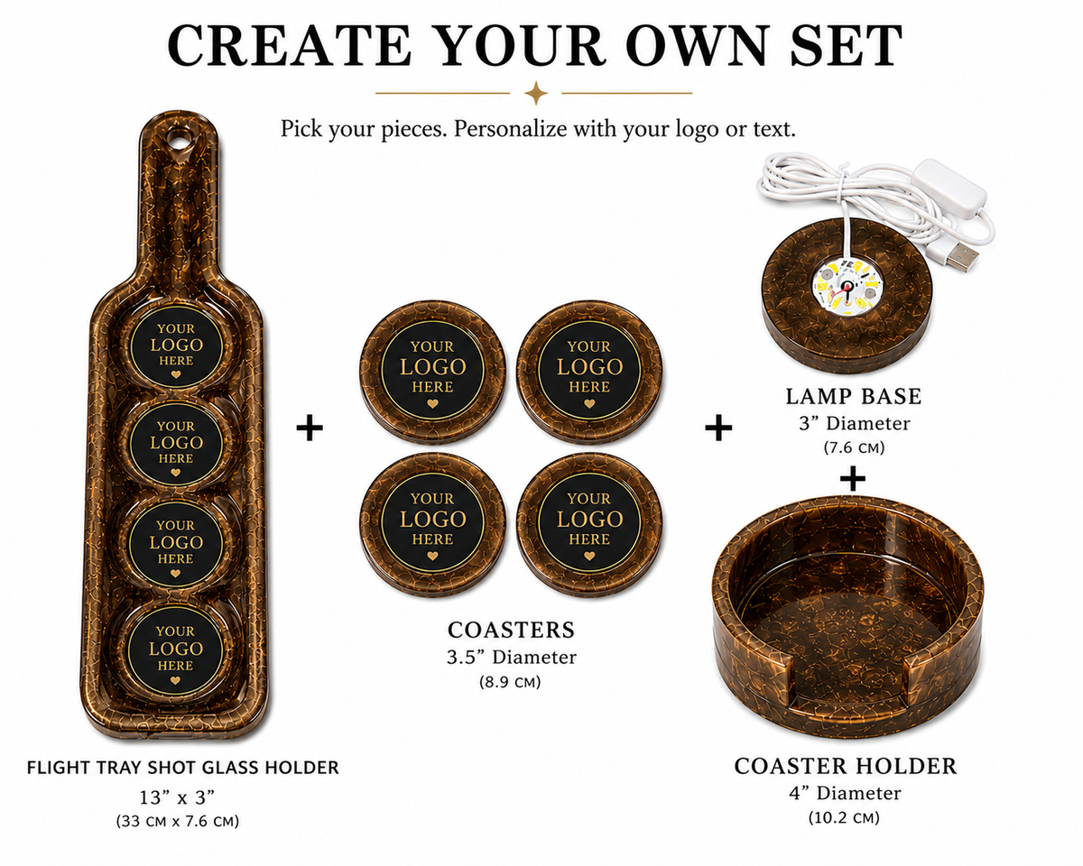 Personalized Epoxy Resin Flight Tray Set