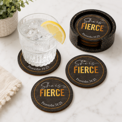 She Is Fierce – Luxury Handcrafted Shot Glass Tray Set | Proverbs 31:25