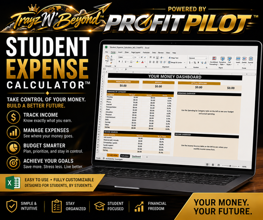 Student Expense Calculator & Budget Spreadsheet | Profit Pilot™