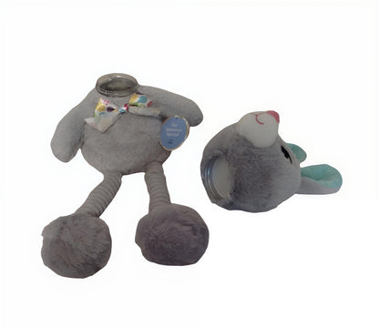Long-Leg Gray Bunny 12" Plush Stuffed Animal with 8oz Plastic Screw-Top Jar — Perfect Gift