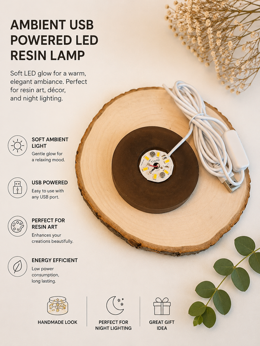 Dark Resin Ambient USB LED Lamp Base — 3 Inch Round