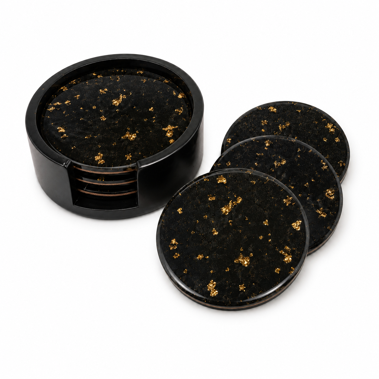 Black & Gold Flake Coaster Set