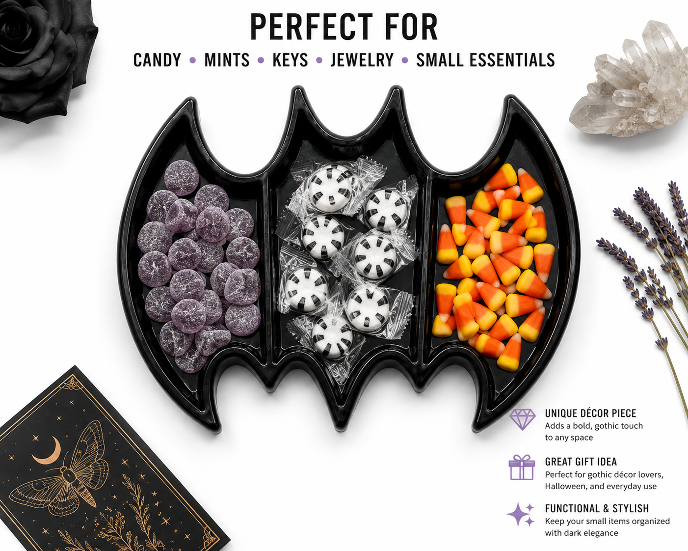 Gothic Bat Tray – 3-Compartment Epoxy Resin