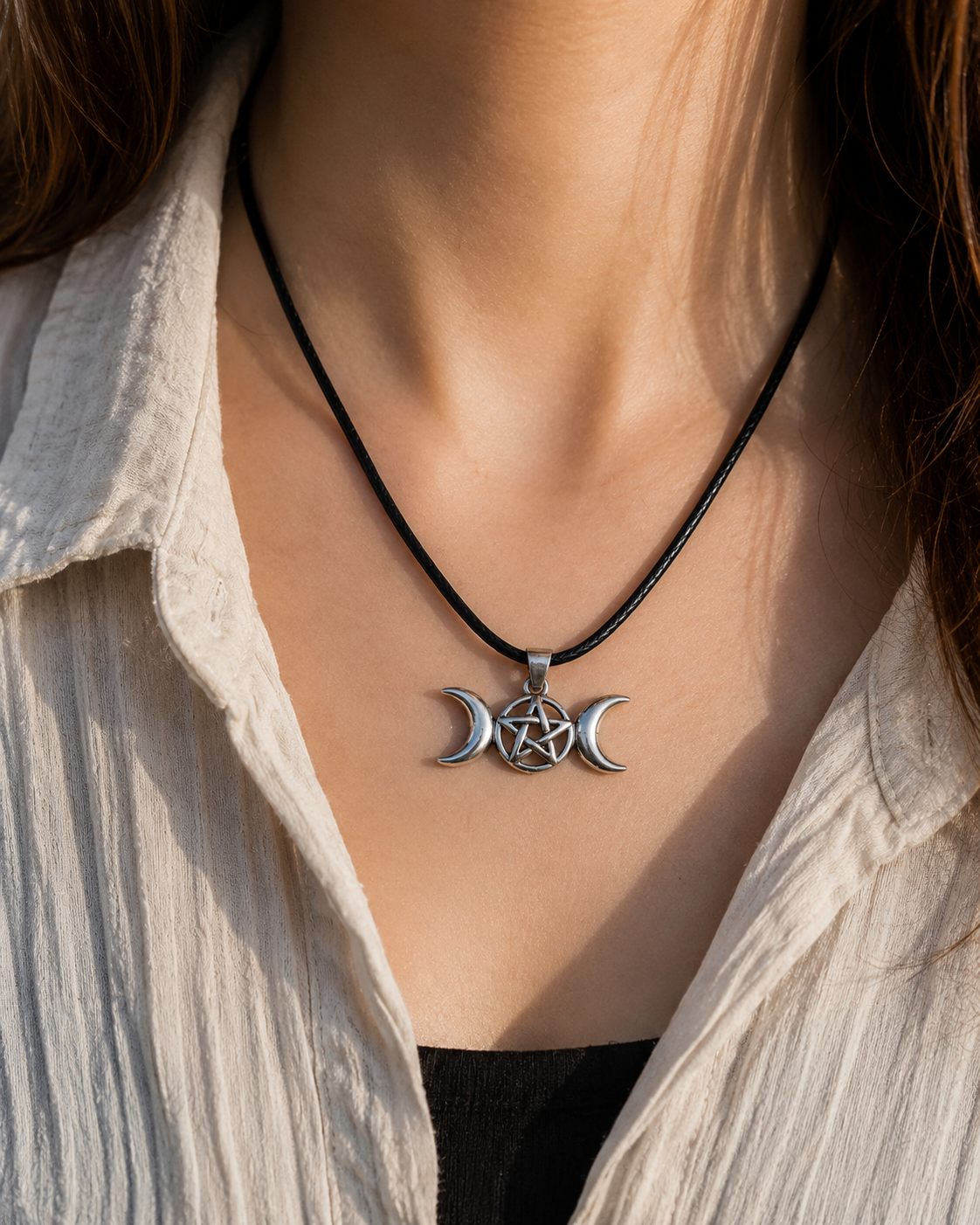 Triple Moon Pentagram Necklace