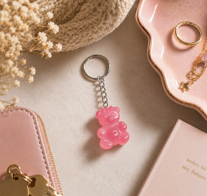 Custom Glitter Gummy Bear Keychain Charm