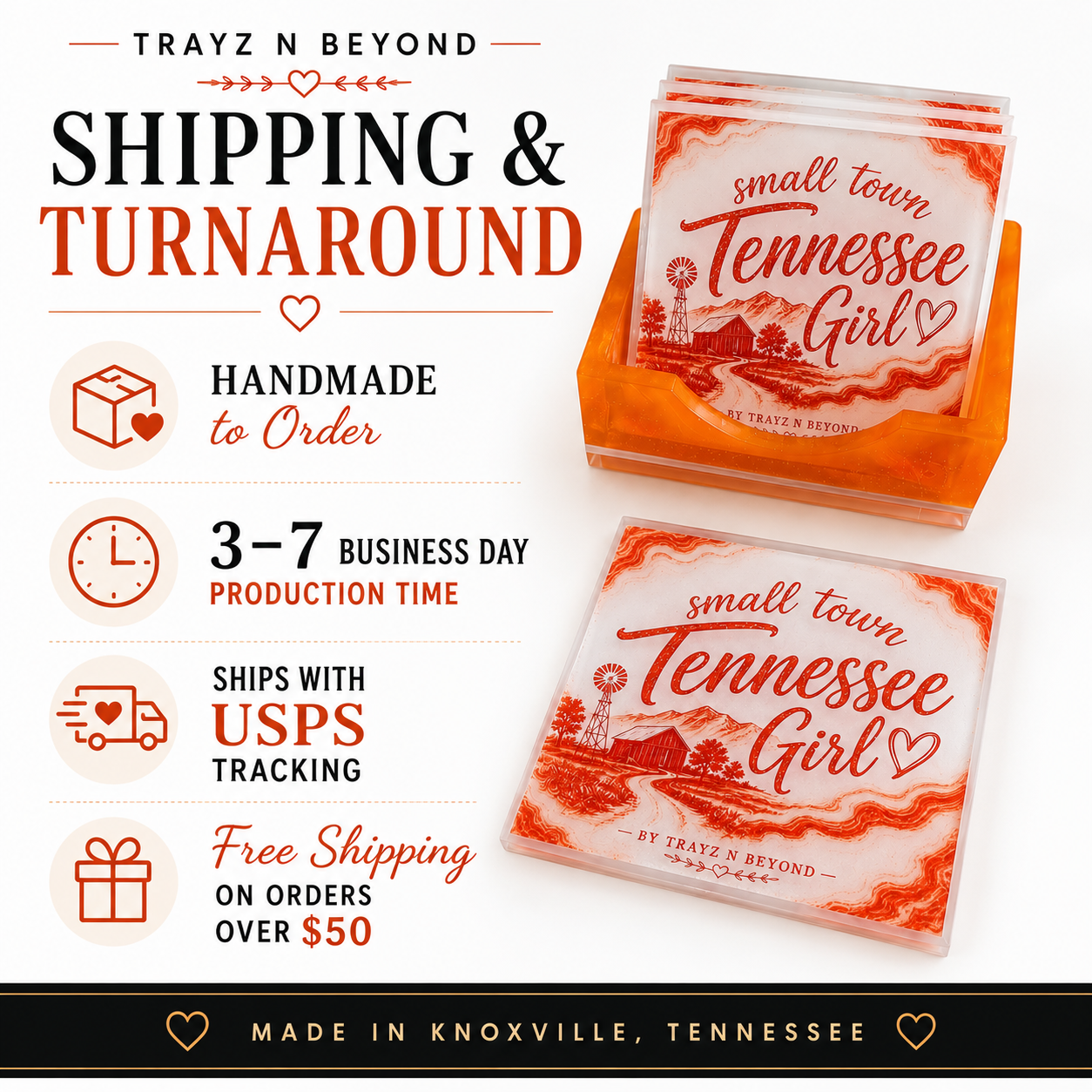 Small Town Tennessee Girl Coaster Set