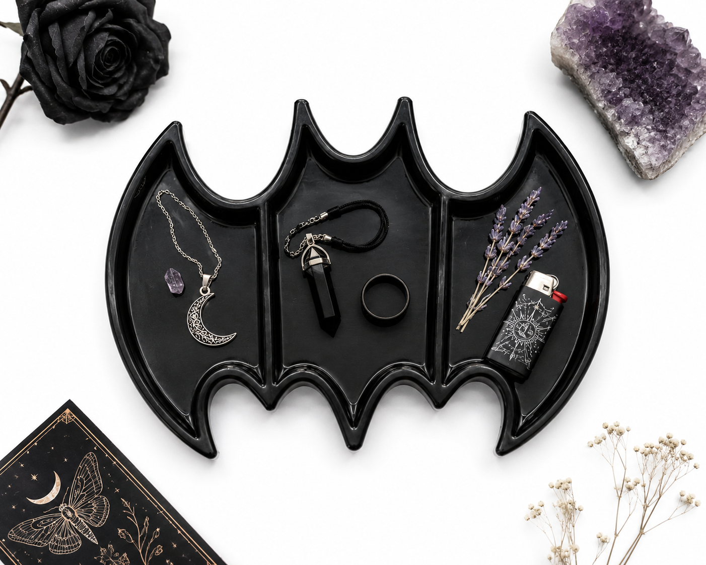 Gothic Bat Tray – 3-Compartment Epoxy Resin