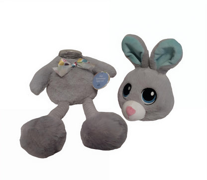 Long-Leg Gray Bunny 12" Plush Stuffed Animal with 8oz Plastic Screw-Top Jar — Perfect Gift