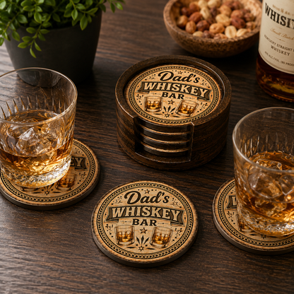 Dad's Whiskey Bar Coaster Set