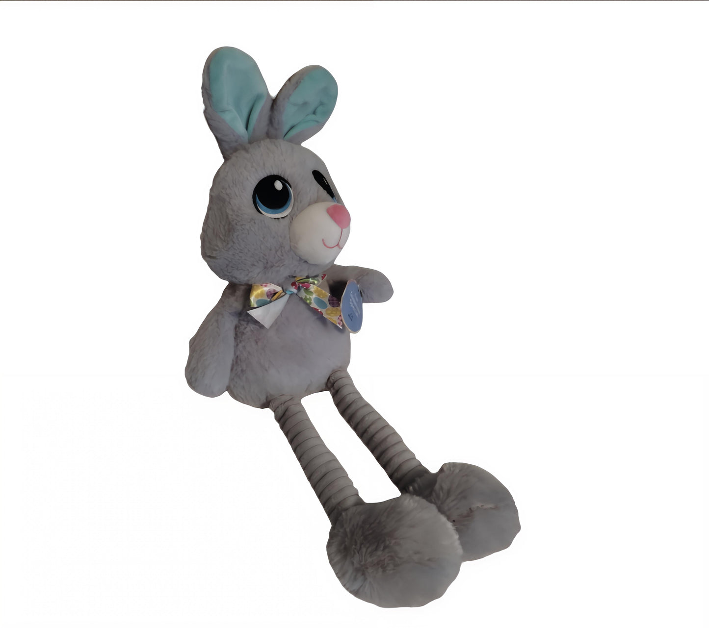 Long-Leg Gray Bunny 12" Plush Stuffed Animal with 8oz Plastic Screw-Top Jar — Perfect Gift