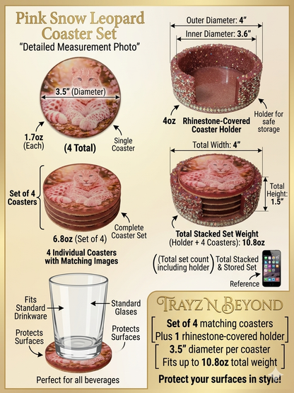 Pink Leopard Coaster Set