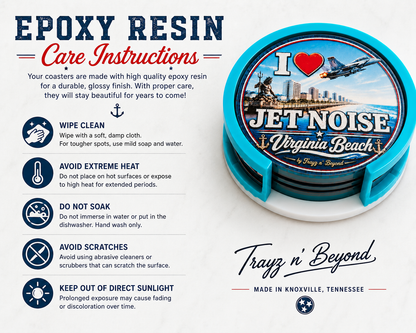 Virginia Beach Jet Noise Coaster Set with Holder