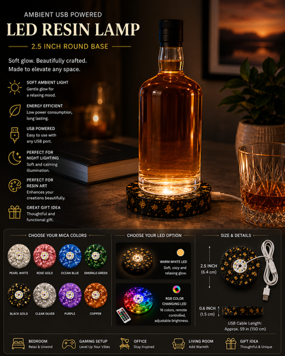 Handcrafted Resin Lamp | Ambient LED Glow, Your Colors