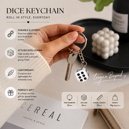 Dice Keychain Lucky Charm Keyring | Trayz N Beyond