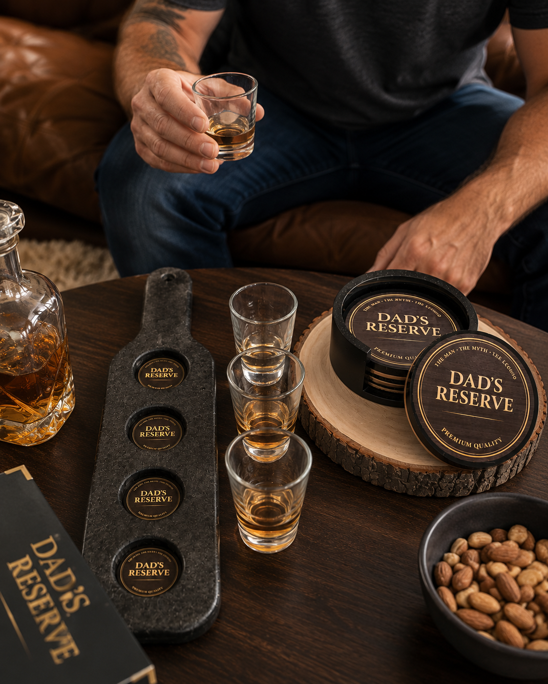 Dad's Reserve Whiskey Flight Tray Set
