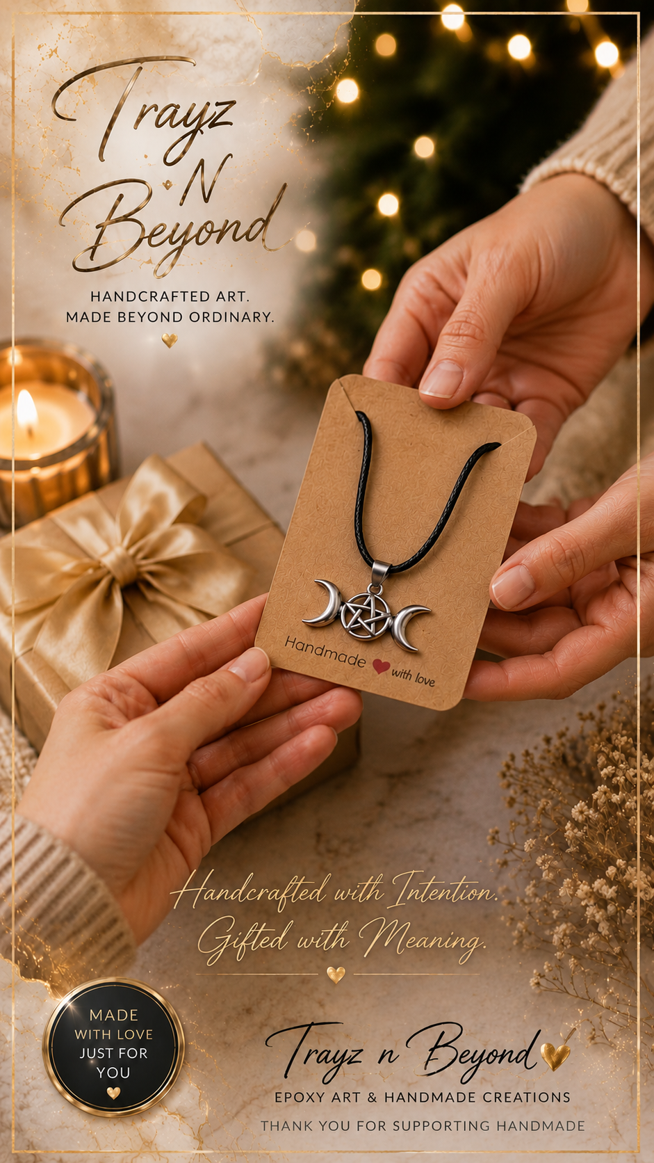 Triple Moon Pentagram Necklace