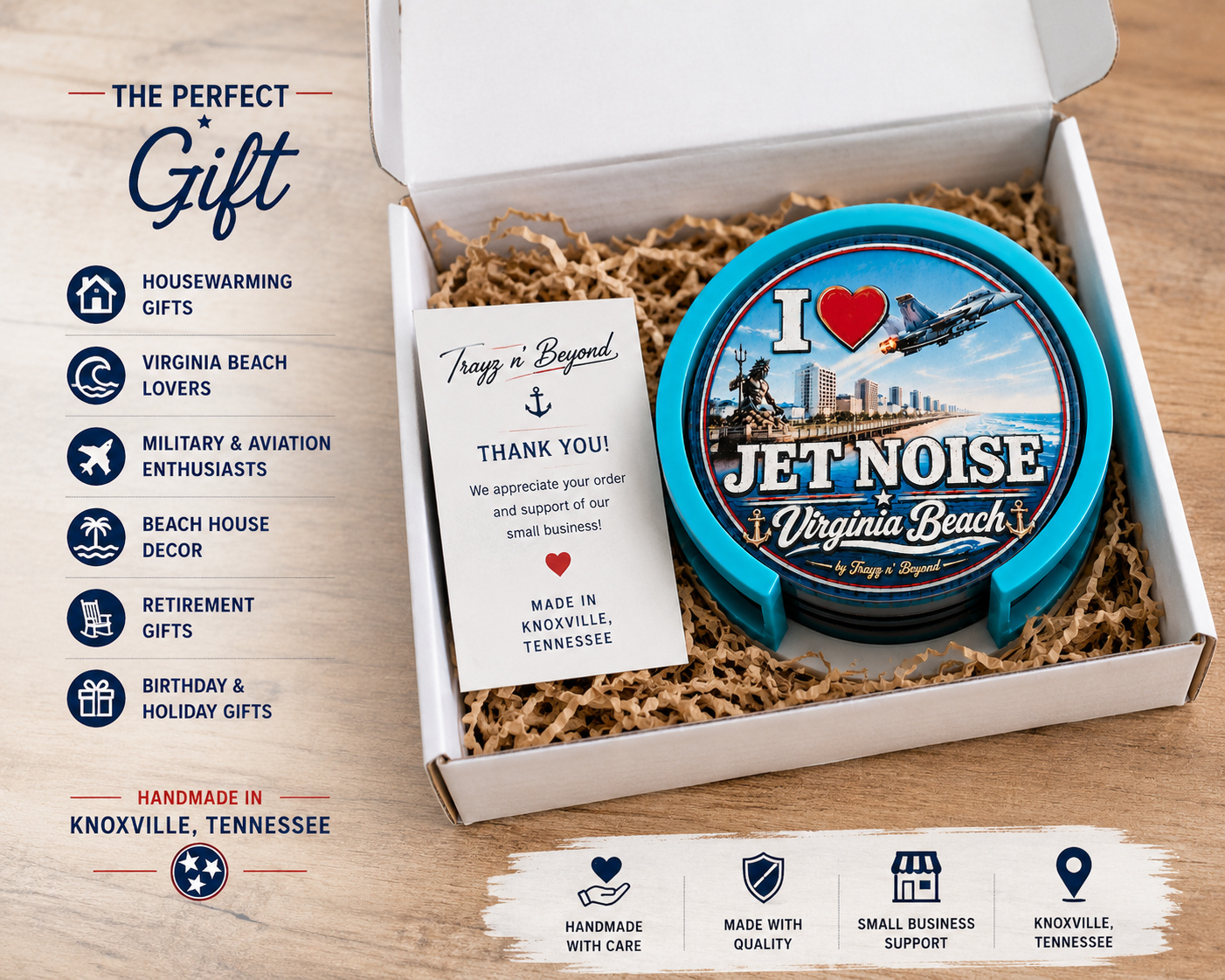 I Love Jet Noise Virginia Beach Coaster Set