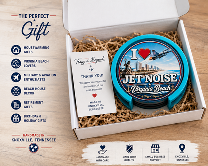 Virginia Beach Jet Noise Coaster Set with Holder