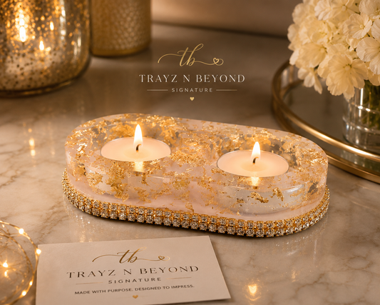 Gold Foil Dual Tea Light Candle Holder
