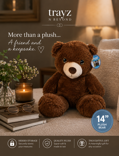 14" Brown Teddy Bear with 2qt Screw Top Plastic Jar